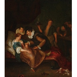 Malarz nieokreślony (XVII w.), Scena rodzajowa - Medyk odwiedzający chorą