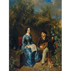 Malarz nieokreślony francuski (XIX w.), Muzyka w ogrodzie, 3 ćw. XIX w.