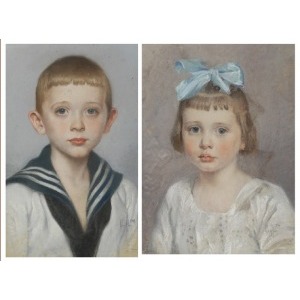Hans DRESSLER (1869-1943), Para portretów dzieci, 1918