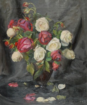Kazimierz DZIELIŃSKI (1894-1955), Róże w wazonie, 1943