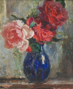 Anna MAŚLAKIEWICZ-BRZOZOWSKA (1912-1986), Róże w wazonie