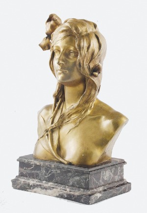 Maurice BOUVAL (1863-1916), Popiersie kobiety z irysem we włosach