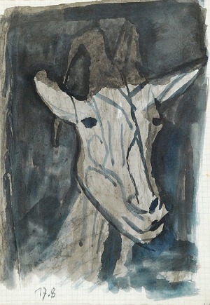 Jerzy PANEK (1918-2001), Łeb kozy / Stojąca koza - rysunek dwustronny ze „Szkicownika artysty”, 1964