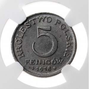 5 fenigów, 1918, MS 65, niemieckie władze okupacyjne dla Królestwa Polskiego