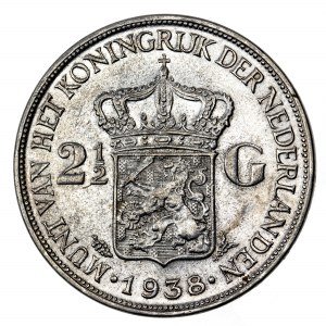 Holandia, 2 1/2 guldena 1938, srebro