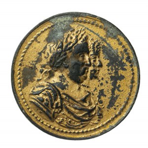 Jan III Sobieski i Maria Kazimiera, stara kopia medalu, złocenie