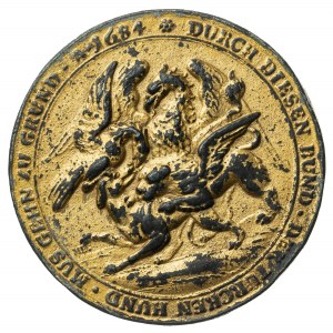 Koalicja antyturecka, 1684, stara kopia medalu, złocenie