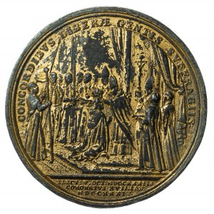 August III, medal koronacyjny 1734, stara kopia, złocenie