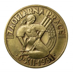 Odznaka za ofiarną pracę 1931, z oryginalną nakrętką St. Reising i pudełlkiem