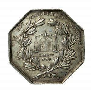 Normandia, żeton notariacki de Caen 1842, srebro