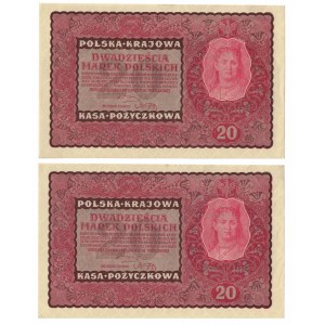 20 marek 1919, ciekawe numery, zestaw 2 banknotów