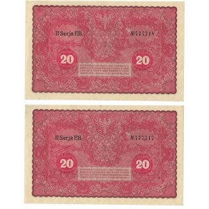 20 marek 1919, ciekawe numery, zestaw 2 banknotów