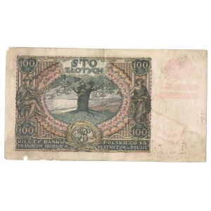 100 zł 1934, banknot przestemplowany po 1 września 1939