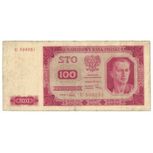 100 zł 1948, seria U, 6 cyfr, najrzadsza seria