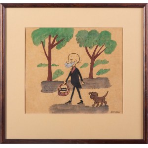 Zbigniew LENGREN (1919 - 2003), Professor Filutek on a walk with his dog Filus