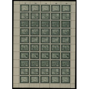 Polska podczas II Wojny Światowej, arkusz nierozciętych znaczków premiowych wartości 5 punktów, 1942-1944