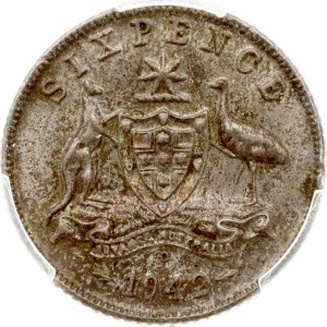 Australia 6 Pence 1942 D PCGS MS 62