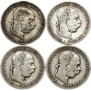 Austria 1 Corona 1893-1896 Lot of 4 Coins