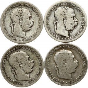Austria 1 Corona 1893-1900 Lot of 4 Coins
