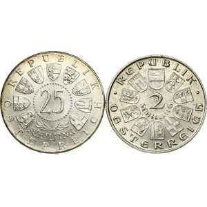 Austria 2 Schilling 1929 & 25 Schilling 1960 Lot of 2 coins