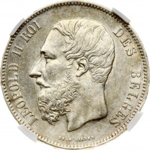 Belgium 5 Francs 1873 NGC UNC DETAILS