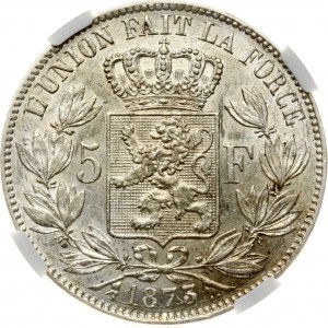 Belgium 5 Francs 1873 NGC UNC DETAILS