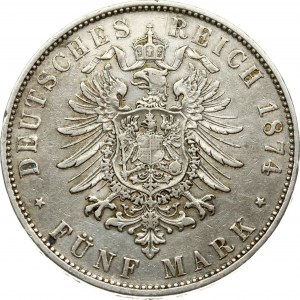 Bavaria 5 Mark 1874 D
