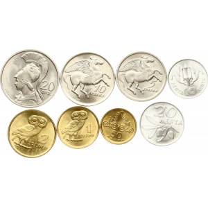 Greece 10 Lepta - 20 Drachmai 1973 Lot of 8 coins