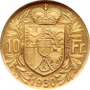 Liechtenstein 10 Franken 1930 NGC MS 65