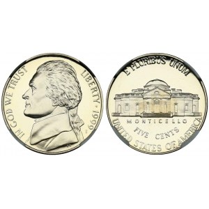 USA 5 Cents 'Jefferson Nickel' 1999 S NGC PF 69 ULTRA CAMEO