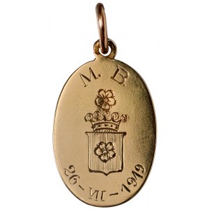 Polska, medalik chrzcielny w złocie 1919 - herb Poraj