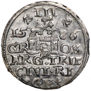 Stefan Batory, Trojak 1586 Ryga - mała głowa