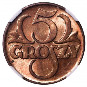 II RP, 5 groszy 1938 - NGC MS63 RB