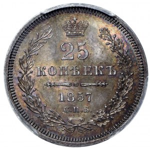 Rosja, 25 kopiejek 1857 - PCGS MS65
