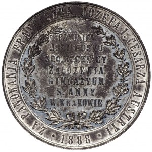 Polska, Medal 300 lat gimnazjum św. Anny Kraków 1888