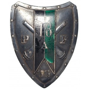 II RP, Odznaka 18 Pułk Artylerii Polowej numerowana - Ostrów Mazowiecka