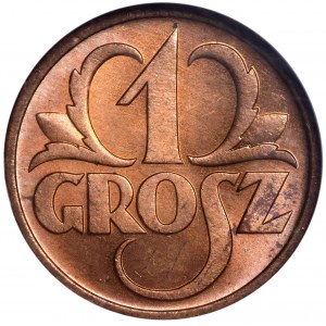 II RP, 1 grosz 1938 - NGC MS64 RD