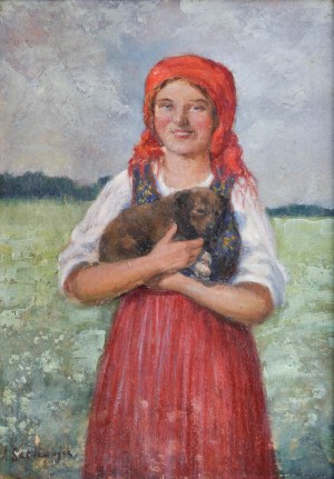Adam SETKOWICZ (1875-1946), Dziewczyna z pieskiem