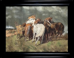 Leon KOWALSKI (1870-1937), Konie przed burzą