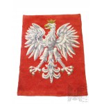 People's Republic of Poland, Czechowice-Dziedzice - Large Wool Wall Carpet White Eagle in Crown, Beskid Art *.
