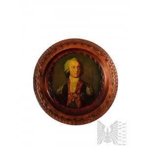 Repubblica Popolare di Polonia - Piatto decorativo di legno - Riproduzione di un dipinto di Giuseppe Grassi, Principe Adam Kazimierz Czartoryski
