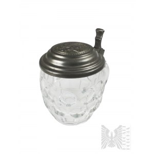 Old Glass Beer Mug with Tin Lid