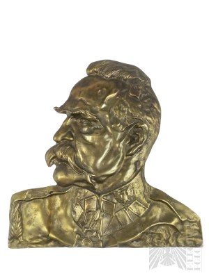 Feliks (Robak) ROBAKOWSKI (1896 - 1980) Duża Płaskorzeźba Popiersie Marszałka Piłsudskiego