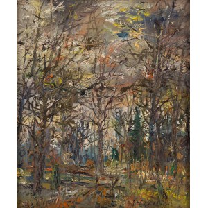 Włodzimierz Zakrzewski (1916 St. Petersburg - 1992 Warschau), Siemiany - Herbstwald bei Sonnenuntergang, 1986