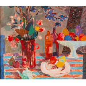 Jan Szancenbach (1928 Krakov - 1998 Krakov), Květiny a ovoce, 1974
