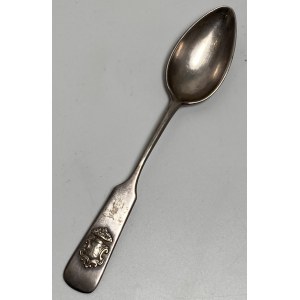 Polish, silver tea spoon with applied cartouche, Gustaw Radke, Warsaw, 1882