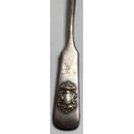 Polish, silver tea spoon with applied cartouche, Gustaw Radke, Warsaw, 1882