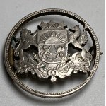 Łotwa, srebrna brosza z monety 2 łaty 1925, przed 1939 rokiem