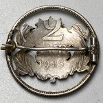 Latvia, silver brooch from 2 lats 1925 coin, pre-1939