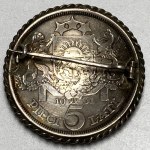 Latvia, silver brooch from a 1931 5 lats coin, pre-1939